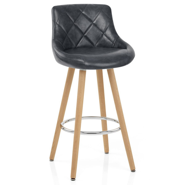 Taburete Cuero Sintético Anticado - Fuse Gris Taburete Cuero Sintético Anticado - Fuse Gris