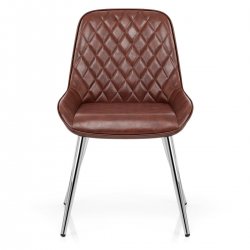 Silla Cuero Sintético Anticado Cromo - Lincoln Azul