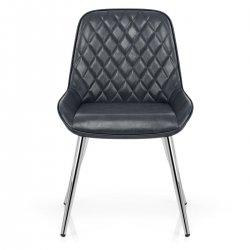 Silla Cuero Sintético Anticado Cromo - Lincoln Azul