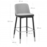 Taburete Tela Cromo - Hudson Gris