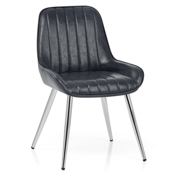 Silla Polipiel Cromo - Mustang Negro