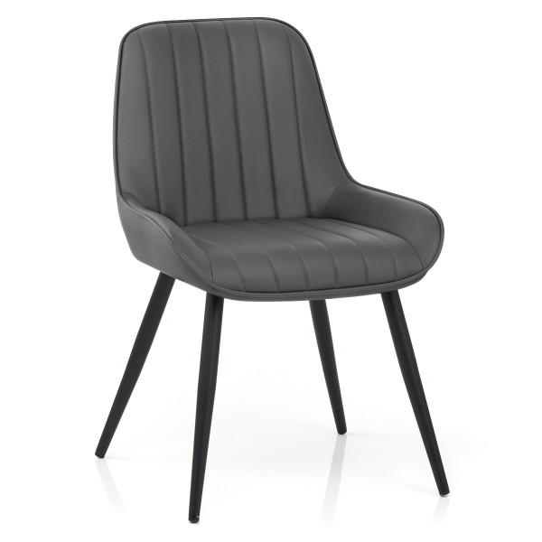 Silla Polipiel Metal - Mustang Gris Oscuro Silla Polipiel Metal - Mustang Gris Oscuro