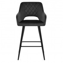 Taburete Terciopelo Metal - Lopez Negro