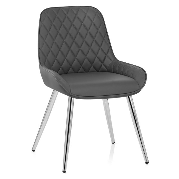 Silla Cuero Sintético Cromo - Lincoln Gris