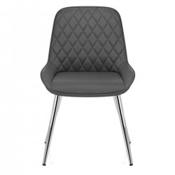 Silla Cuero Sintético Cromo - Lincoln Gris