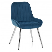 Silla Terciopelo Cromo - Mustang Azul Oscuro