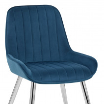 Silla Terciopelo Cromo - Mustang Azul Oscuro