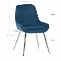 Silla Terciopelo Cromo - Mustang Azul Oscuro