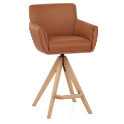 Taburete Cuero Madera - Rome
