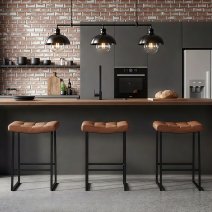 Taburete Cuero Sintético Anticado - Jago